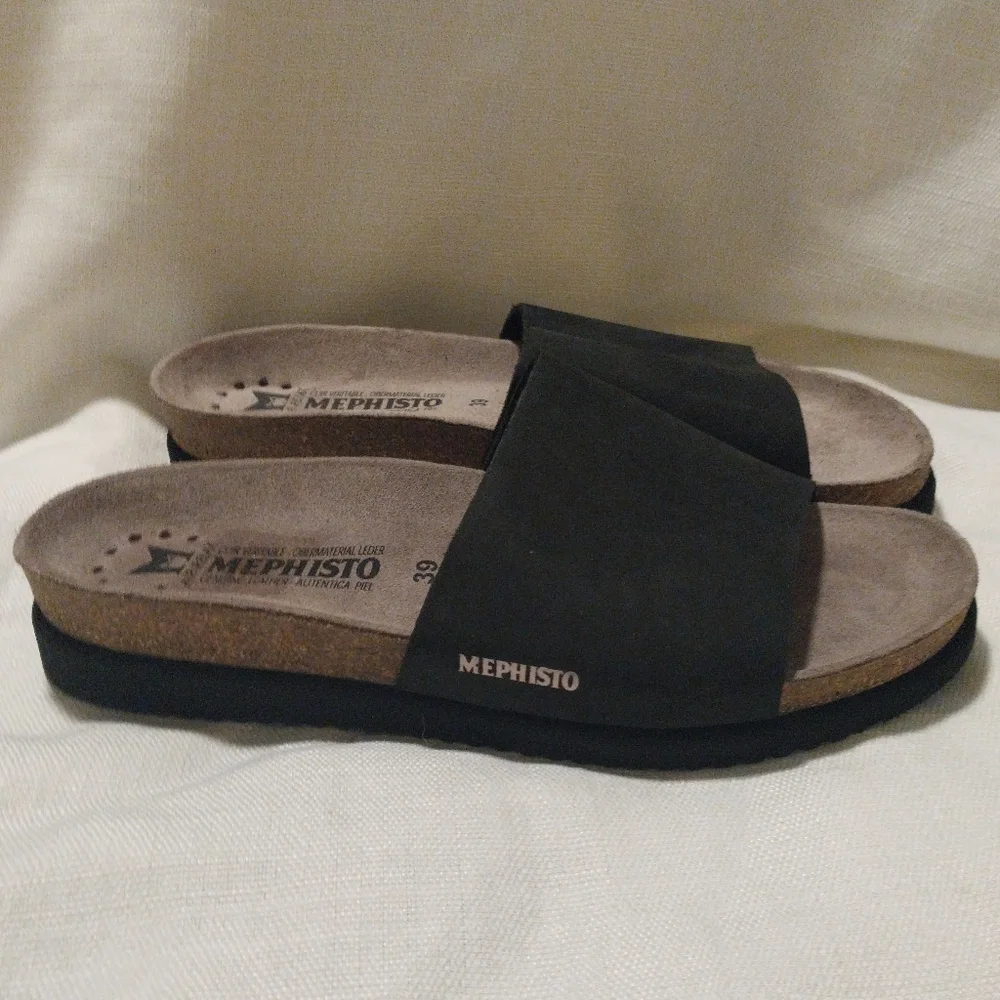 Mephisto Black Nubuck Leather Hanik Leather Sandals NWOB